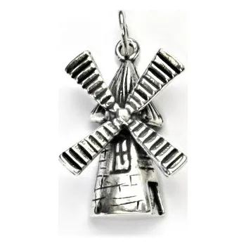 Šperk Stříbrný přívěsek s patinou, větrný mlýn, přívěšek ze stříbra, stříbro, P 360