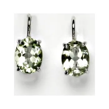 Náušnice Stříbrné náušnice, přírodní green ametyst, NK 1244