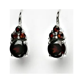 Náušnice Stříbrné náušnice, přírodní granáty, náušnice ze stříbra, VE 168