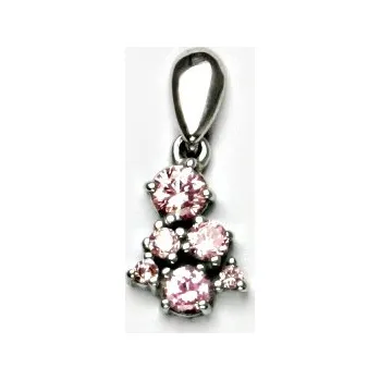 Přívěsek Stříbrný přívěsek, růžové zirkony, přívěšek ze stříbra, VP 14