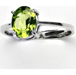 Stříbrný prsten, přírodní olivín, prstýnek ze stříbra, T 1244