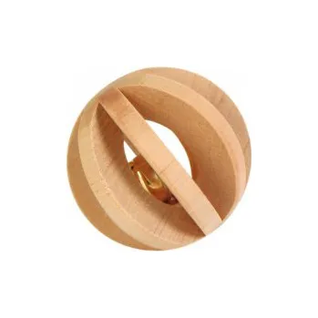 Hračka pro kočku Lamelový míček dřevěný s rolničkou