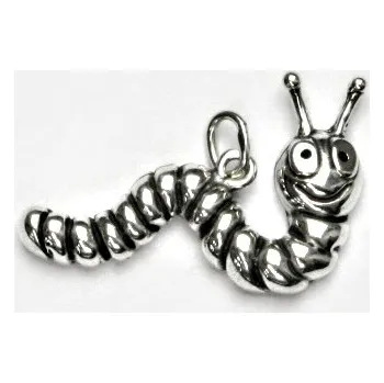 Šperk Stříbrný přívěsek, housenka s patinou, přívěšek ze stříbra, stříbro, P 394