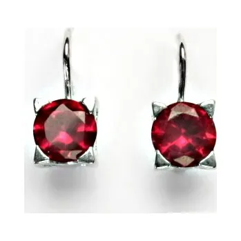 Náušnice Stříbrné náušnice, zirkon rubín, náušnice se zirkony, NK 1269