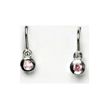 Náušnice Stříbrné dětské náušnice, růžový zirkon, náušnice ze stříbra, VE 178