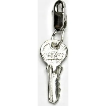 Přívěsek Stříbrný přívěsek, klíček s karabinkou, stříbrné šperky, P 877