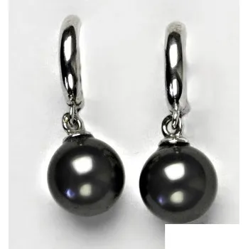 Náušnice Stříbrné naušnice s černou Swarovski perlou 10 mm, VE 170/sw.10 mm
