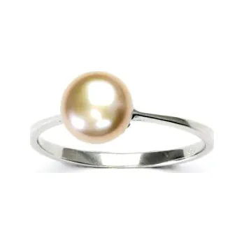 Prsten Stříbrný prsten, přírodní říční perla růžová 8 mm, prstýnek ze stříbra, T 1356