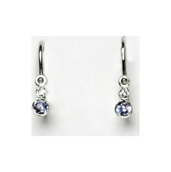 Náušnice Stříbrné náušnice, čirý zirkon, zirkon akvamarin, dětské náušnice, VE 179