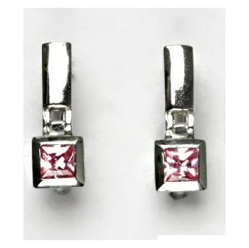 Náušnice Náušnice stříbrné, růžový zirkon, náušnice ze stříbra, VE 183