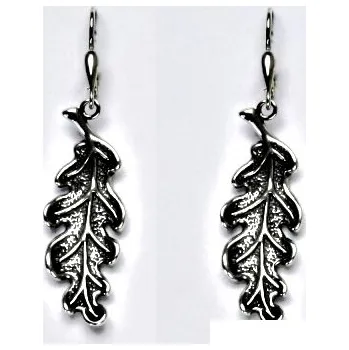 Náušnice Stříbrné náušnice,dubový list s patinou, náušnice na klapku, NK 27/965