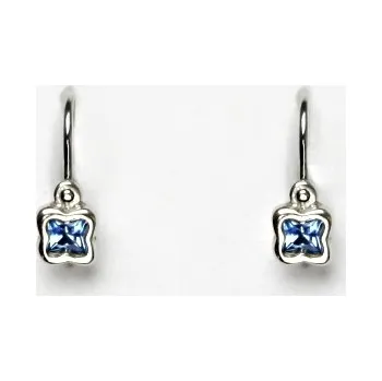 Náušnice Stříbrné dětské náušnice, zirkon akvamarin, náušnice ze stříbra, VE 176