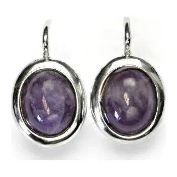 Náušnice Stříbrné náušnice, přírodní ametyst, náušnice ze stříbra, NK 1453