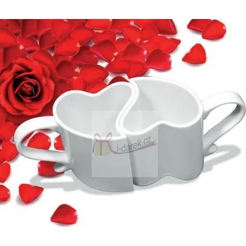 Žertovný předmět Zamilované 2 hrníčky pro novomanžele - tvar srdce (Zamilované hrníčky - bílé)