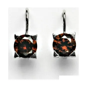 Náušnice Stříbrné náušnice, hnědý zirkon, náušnice se zirkony, NK 1269