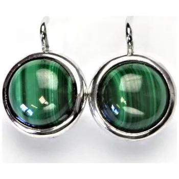 Náušnice Stříbrné náušnice, přírodní kámen malachit - NK 1452 (malachit 10 mm)
