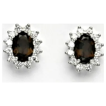 Náušnice Stříbrné náušnice Kate, přírodní záhněda, náušnice ze stříbra, NŠ 1480