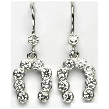 Náušnice Stříbrné náušnice, podkova, čiré zirkony, náušnice ze stříbra, NK 28/1040
