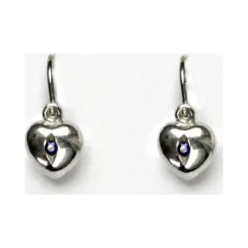 Náušnice Dětské naušnice, srdíčka, zirkon spinel, náušnice ze stříbra,VE 41