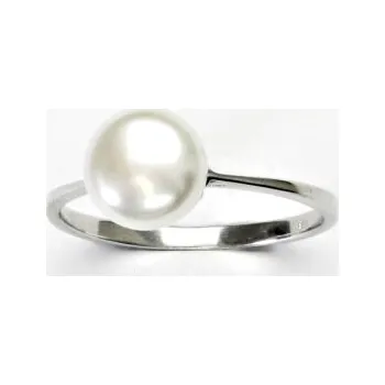 Prsten Stříbrný prsten, přírodní říční perla bílá 8 mm, prstýnek ze stříbra, T 1356