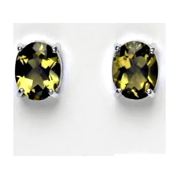 Náušnice Stříbrné náušnice, přírodní olivový křemen, náušnice ze stříbra, NŠ 1244