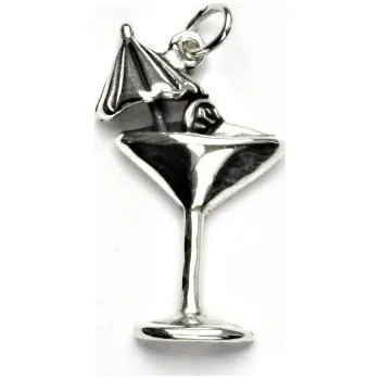 Přívěsek Stříbrný přívěsek s patinou, koktejl, přívěšek ze stříbra, stříbro, P 379