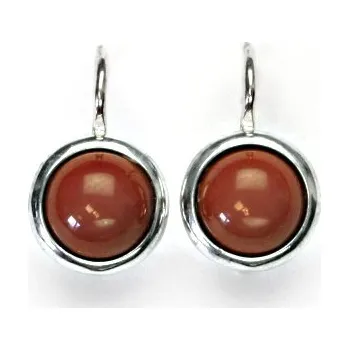 Náušnice Stříbrné náušnice, přírodní kámen karneol - NK 1503 (karneol 8 mm)