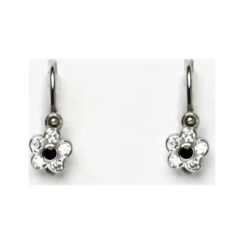 Náušnice Stříbrné dětské náušnice, přírodní granát, čiré zirkony, NK 1384