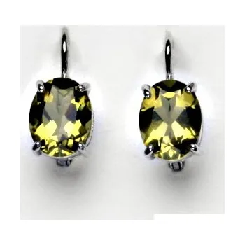 Náušnice Stříbrné náušnice, přírodní olivový křemen, NK 1244