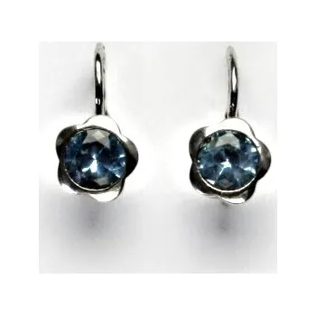 Náušnice Stříbrné náušnice, zirkon akvamarin, náušnice na klapku, NK 1271