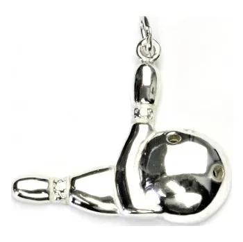 Přívěsek Stříbrný přívěsek koule, kuželky, bowling, přívěšek ze stříbra, P 347