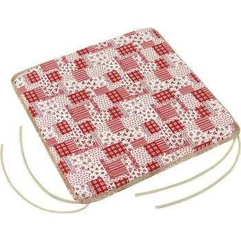 Podsedák Bellatex hladký sedák na židle Adéla Patchwork červený, 40 x 40 cm