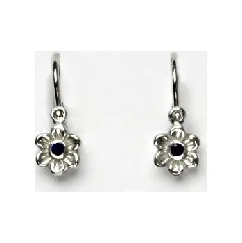 Náušnice Stříbrné dětské náušnice, zirkon spinel, kytička, stříbro, VE 185