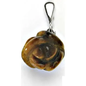 Přívěsek Stříbrný přívěšek, přírodní tygří oko, růžička, P 1298/22