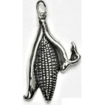 Přívěsek Stříbrný přívěsek s patinou, kukuřice, přívěsek ze stříbra, stříbro, P 381