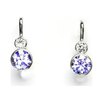 Náušnice Stříbrné náušnice, lavender zirkon, náušnice ze stříbra, NK 1096