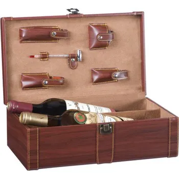 Dárkový potravinový koš Dárkový box na 2 vína s přísluš., umělá kůže Z0012