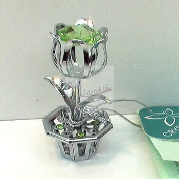 Žertovný předmět Tulipán v květináčku Crystocraft - stříbrná