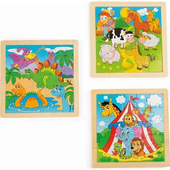 Puzzle Skládačky se zvířátky, dinosaury a cirkusem (Dřevěná hračka)