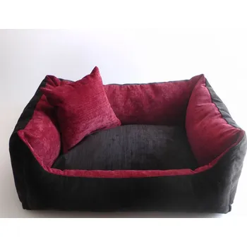 Pelíšek pro psa DELUXE Pelíšek pro psa - černá / černá / bordo - jemný manšestr