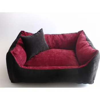 Pelíšek pro psa DELUXE Pelíšek pro psa - černá / bordo - jemný manšestr / černá