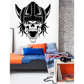 Samolepící dekorace Samolepka na zeď Lebka viking (dekorace na zeď)
