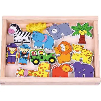 Dřevěná hračka Navlékací obrázky ZOO