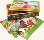 Bino Dřevěné Puzzle v krabičce Zvířátka