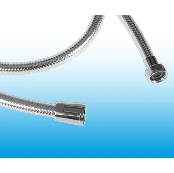 Sprchová hadice Luxusní sprchová hadice plast s drát.výpletem; 150cm; 1/2"Mx1/2"konus; stříbrná; 5 let záruka - H/2829