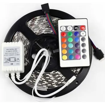 LED páska LED PÁSEK S DÁLKOVÝM OVLADAČEM 5 m (možnost nastavit různé barvy svícení možnost nastavit různé režimy (blikání, prolínání barev, atd.) vysoká intenzita svícení jednoduchá instalace)