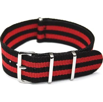 Řemínek na hodinky Řemínek k hodinkám NATO Strap - Červená / černá šíře 22 mm (2 pruhy)