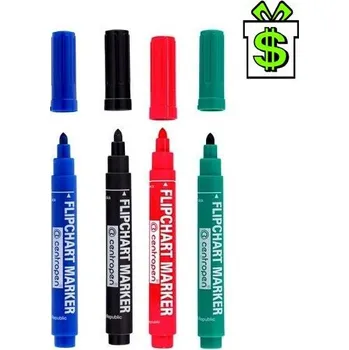 Popisovače na papír flipchart marker 2,5mm - 5mm sada 4ks Centropen 8550 8560 kulatý zkosený hrot barevné fixy vodní značkovače