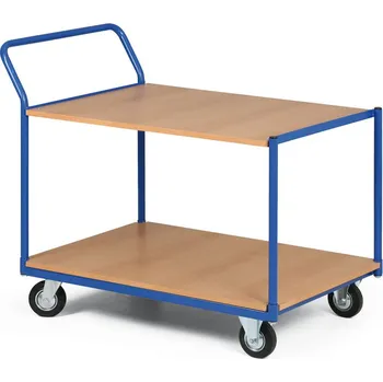 Policový vozík, dvě etáže z dřevotřísky, 300 kg