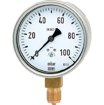MKS63-100 manometr 63mm, 1/4" spodní vývod, 0-100 mbar (ABAC)